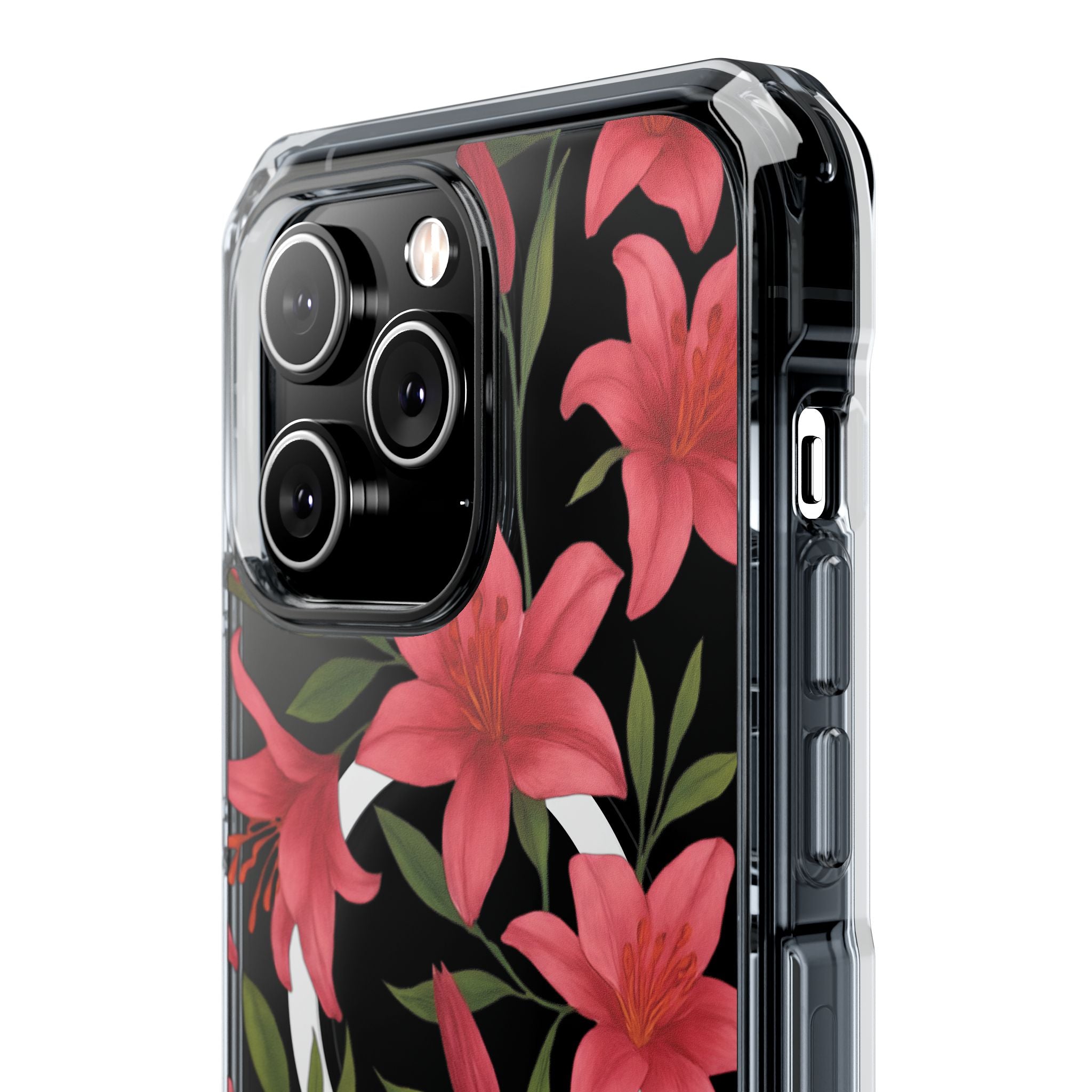 Floral Clear Impact Phone Case, Stylish Magnetic Phone Cover, Durable iPhone Case, Personalized Gift for Her, Vibrant Flower Design