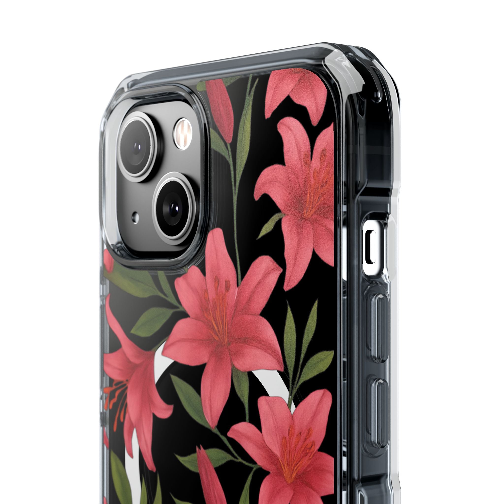 Floral Clear Impact Phone Case, Stylish Magnetic Phone Cover, Durable iPhone Case, Personalized Gift for Her, Vibrant Flower Design