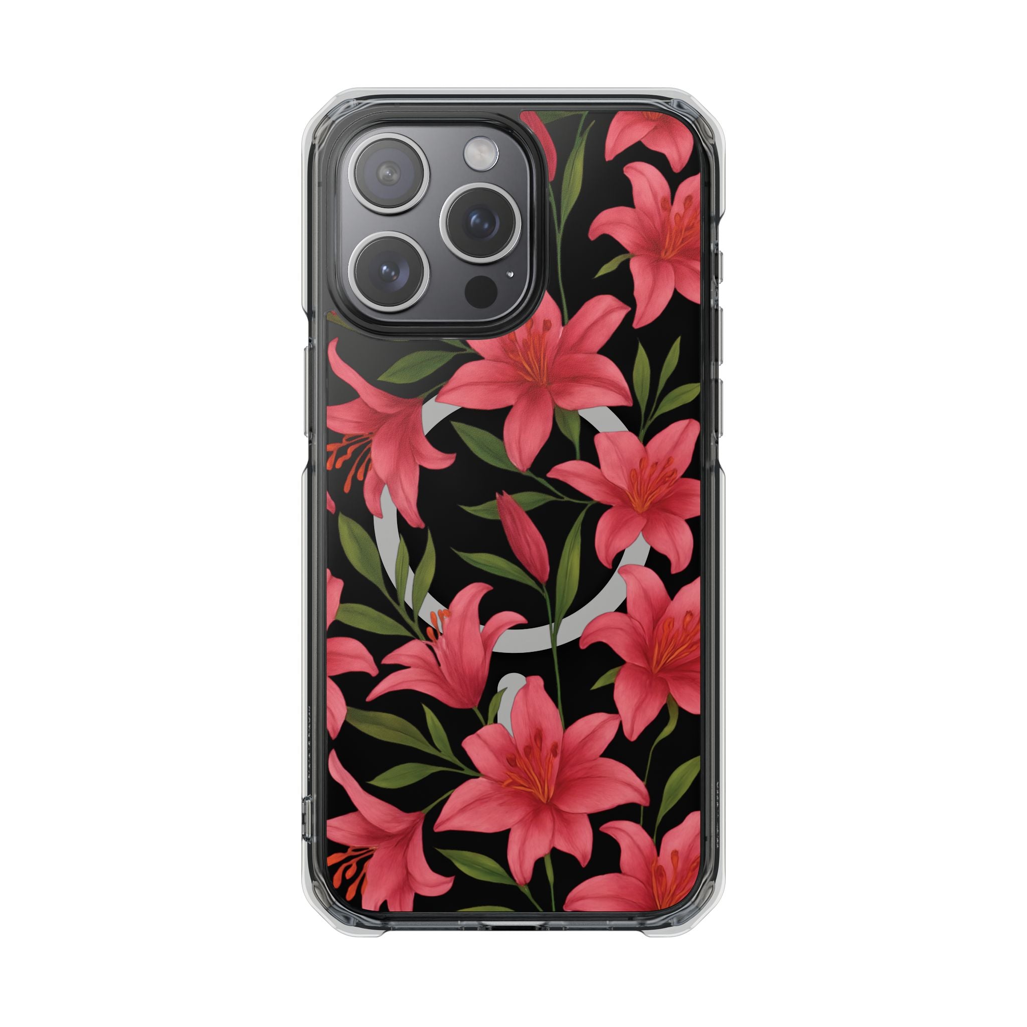 Floral Clear Impact Phone Case, Stylish Magnetic Phone Cover, Durable iPhone Case, Personalized Gift for Her, Vibrant Flower Design