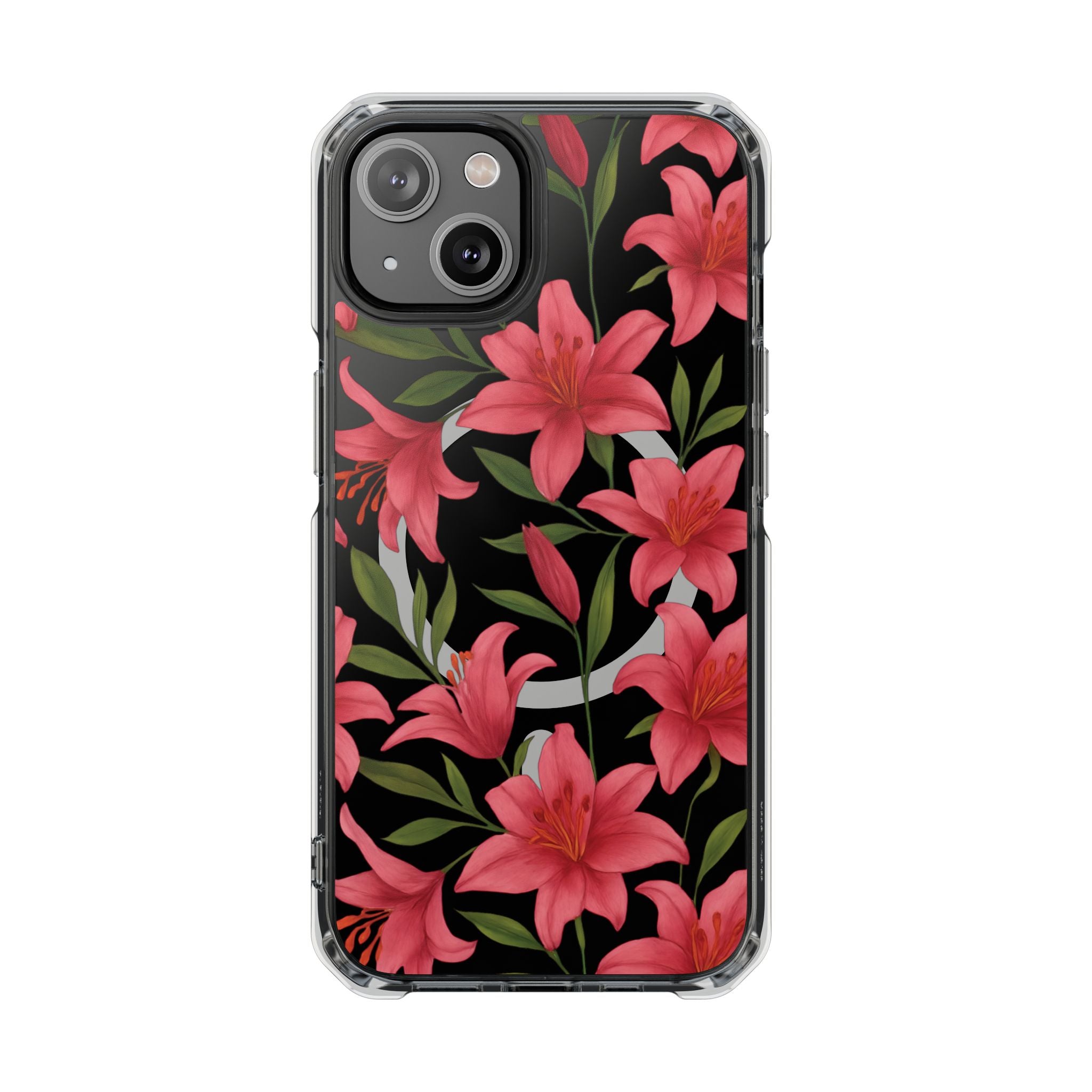 Floral Clear Impact Phone Case, Stylish Magnetic Phone Cover, Durable iPhone Case, Personalized Gift for Her, Vibrant Flower Design
