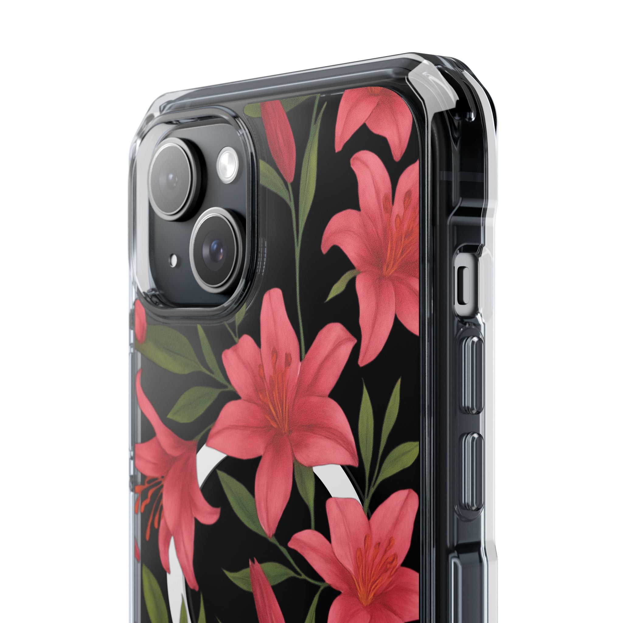 Floral Clear Impact Phone Case, Stylish Magnetic Phone Cover, Durable iPhone Case, Personalized Gift for Her, Vibrant Flower Design