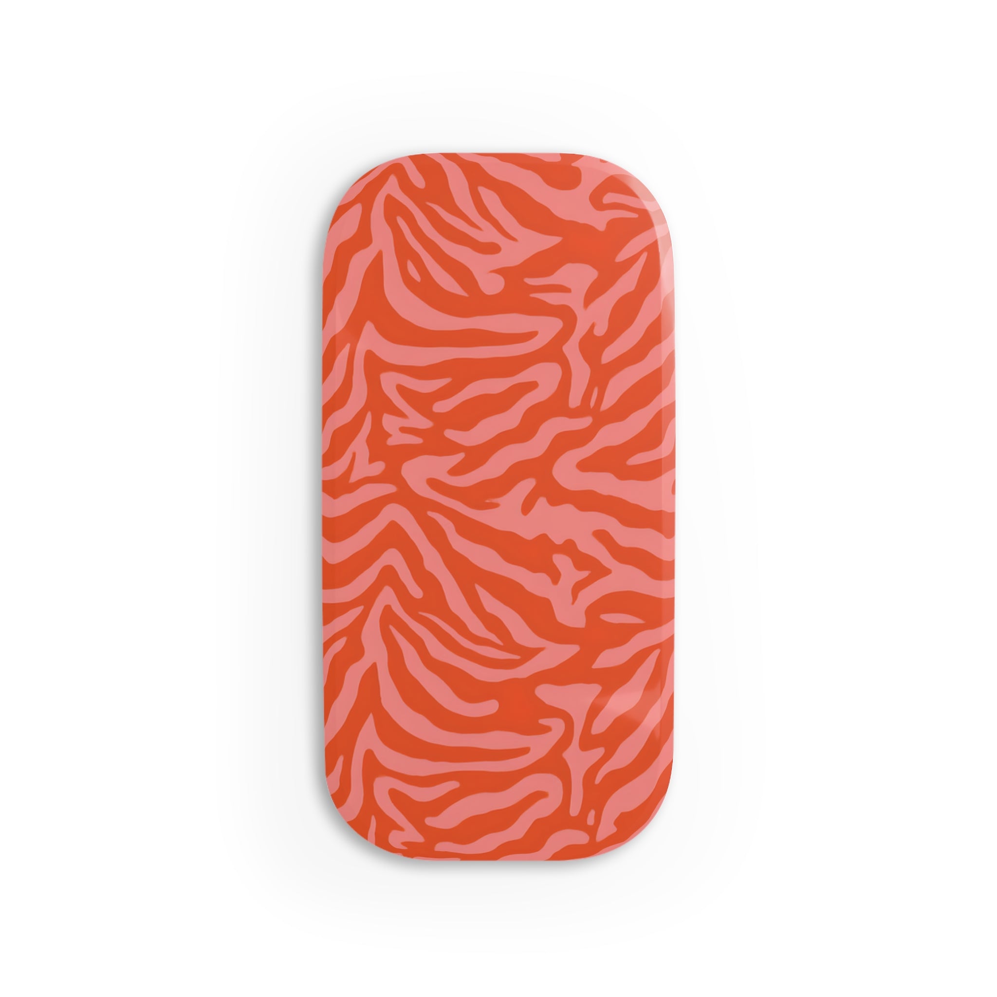 Phone Grip — Coral Zebra Pattern Click-On Stand & Secure Hold