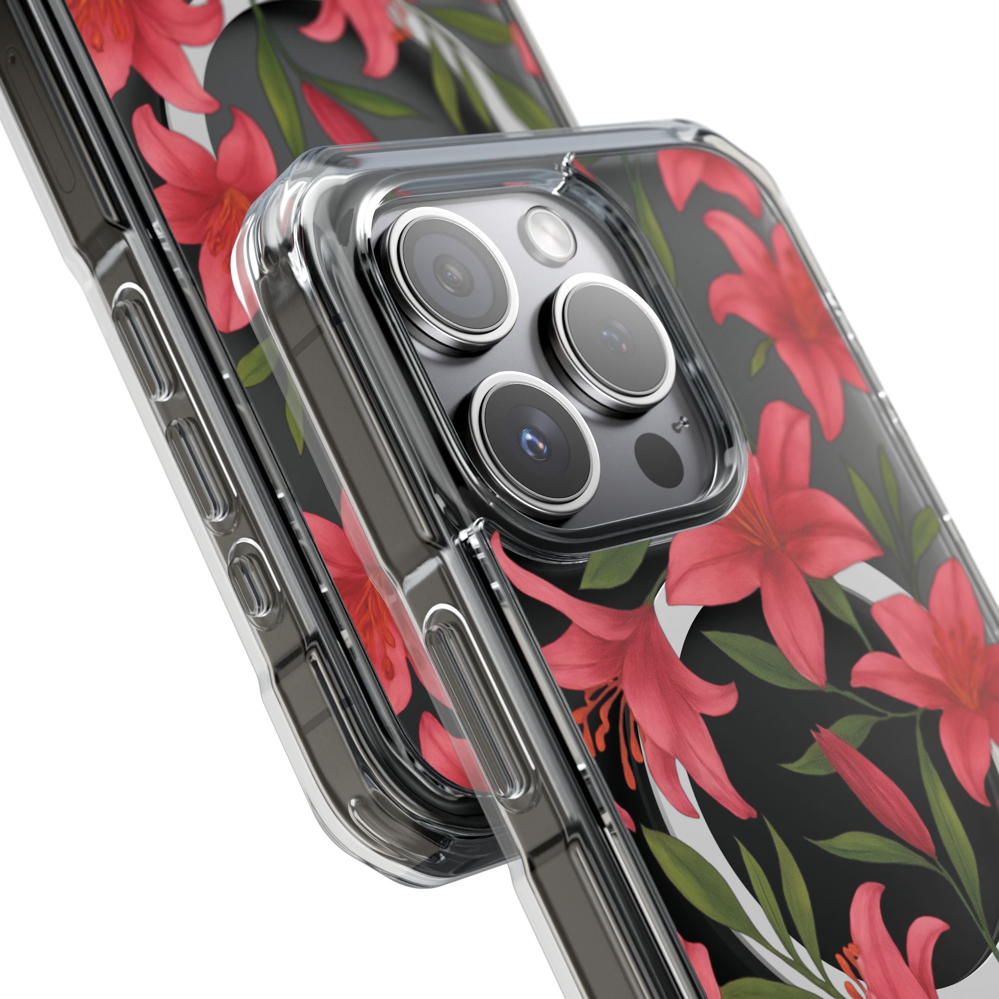 Floral Clear Impact Phone Case, Stylish Magnetic Phone Cover, Durable iPhone Case, Personalized Gift for Her, Vibrant Flower Design