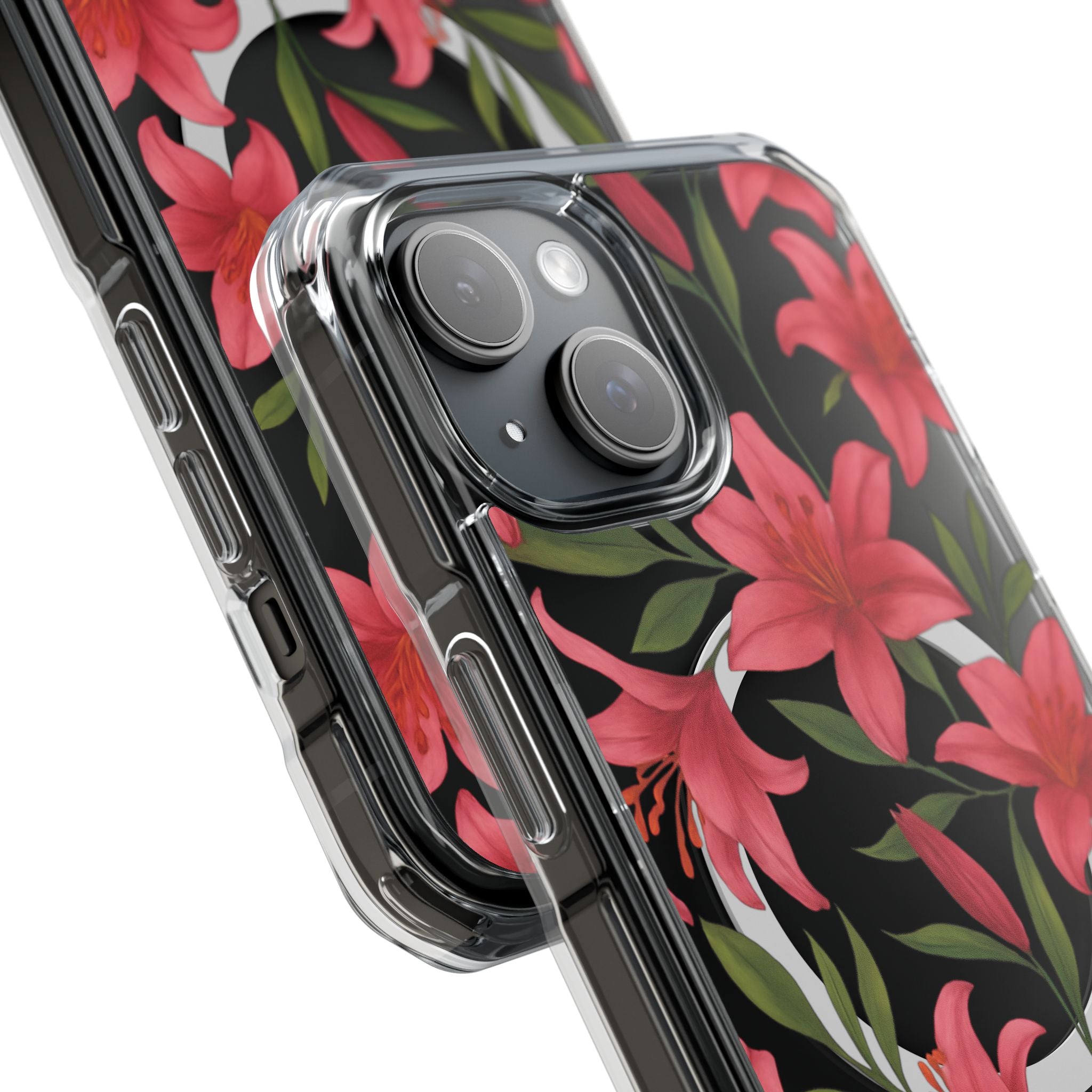 Floral Clear Impact Phone Case, Stylish Magnetic Phone Cover, Durable iPhone Case, Personalized Gift for Her, Vibrant Flower Design