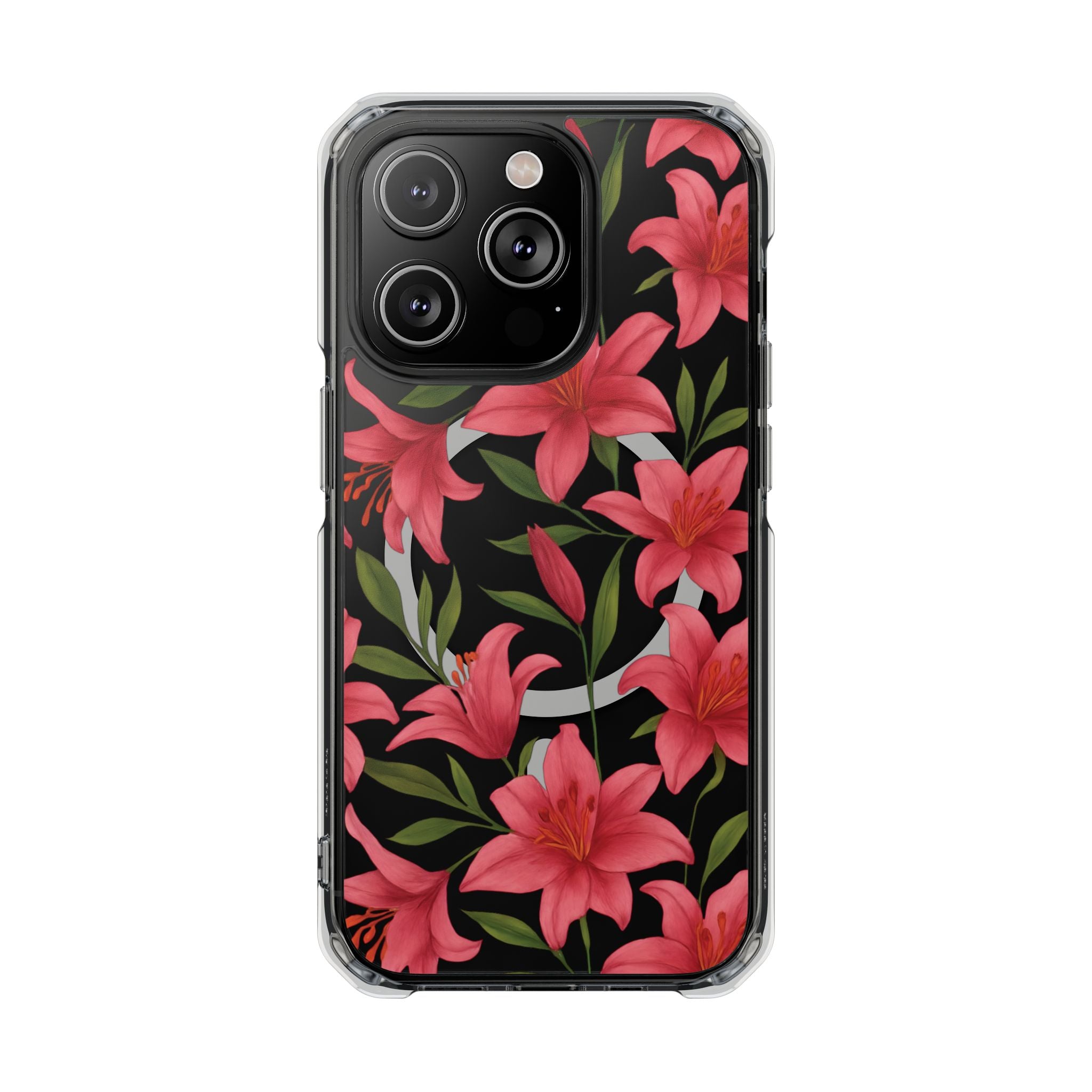 Floral Clear Impact Phone Case, Stylish Magnetic Phone Cover, Durable iPhone Case, Personalized Gift for Her, Vibrant Flower Design