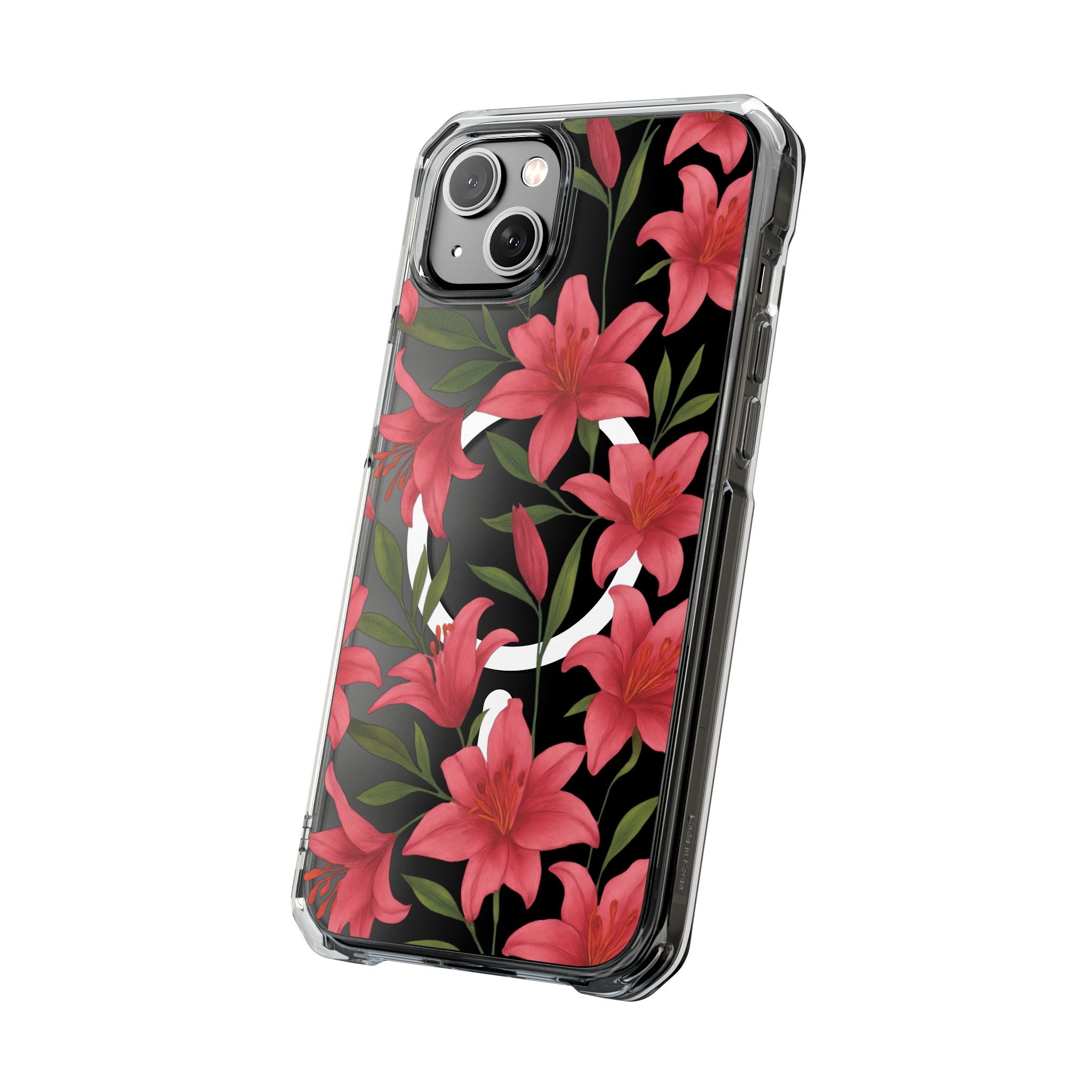 Floral Clear Impact Phone Case, Stylish Magnetic Phone Cover, Durable iPhone Case, Personalized Gift for Her, Vibrant Flower Design