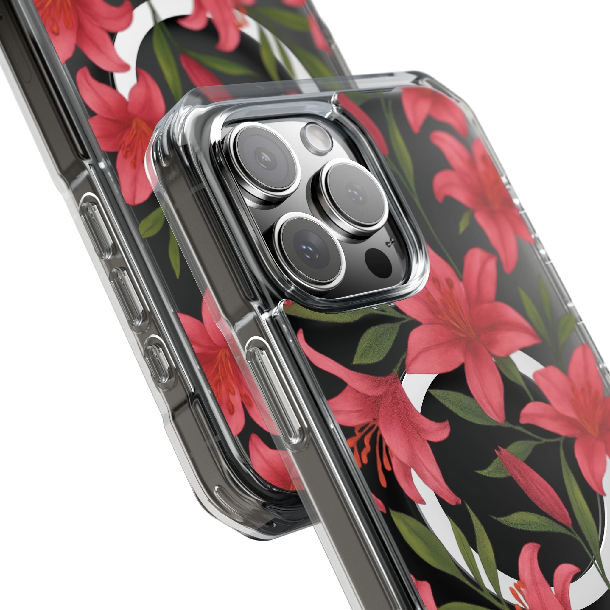 Floral Clear Impact Phone Case, Stylish Magnetic Phone Cover, Durable iPhone Case, Personalized Gift for Her, Vibrant Flower Design
