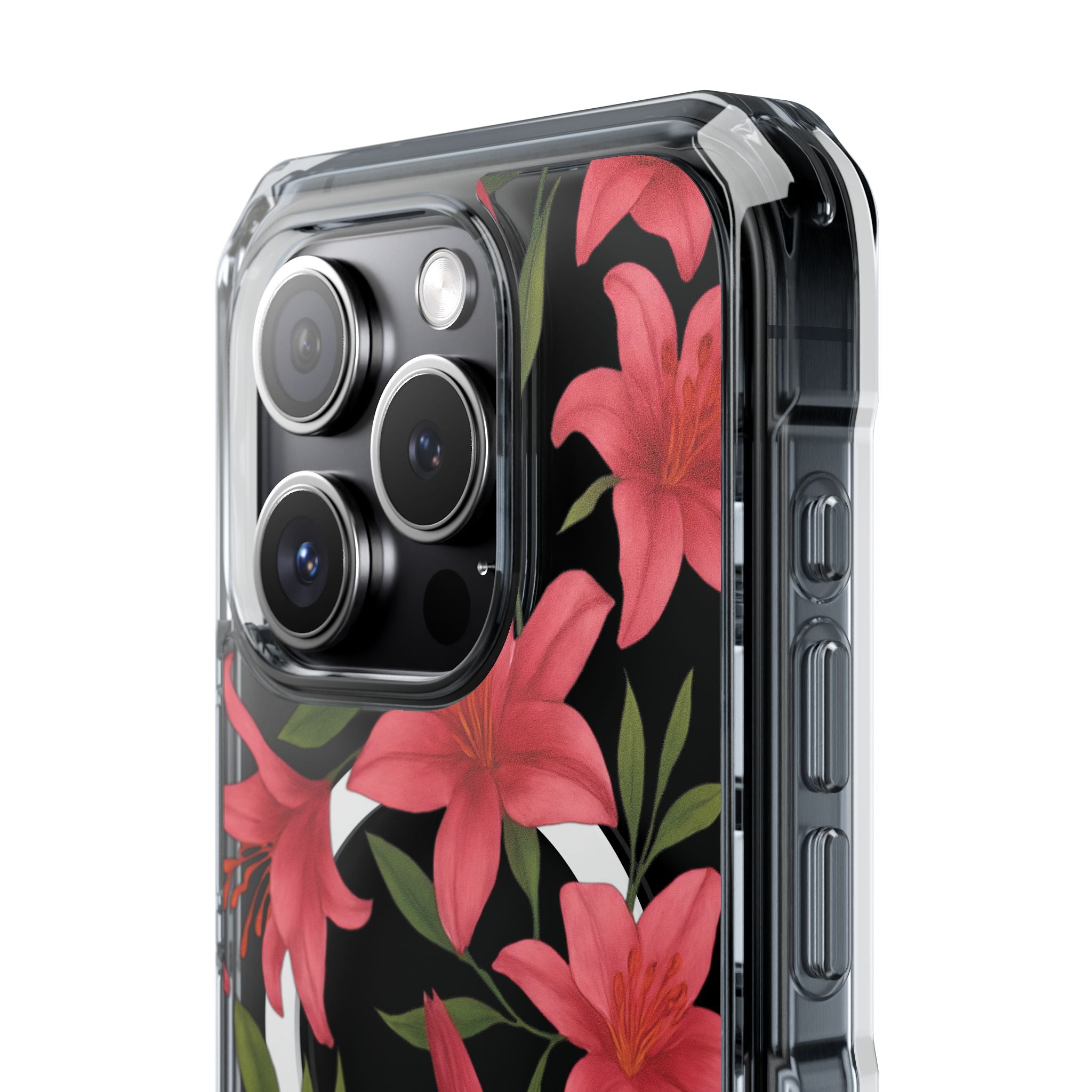 Floral Clear Impact Phone Case, Stylish Magnetic Phone Cover, Durable iPhone Case, Personalized Gift for Her, Vibrant Flower Design