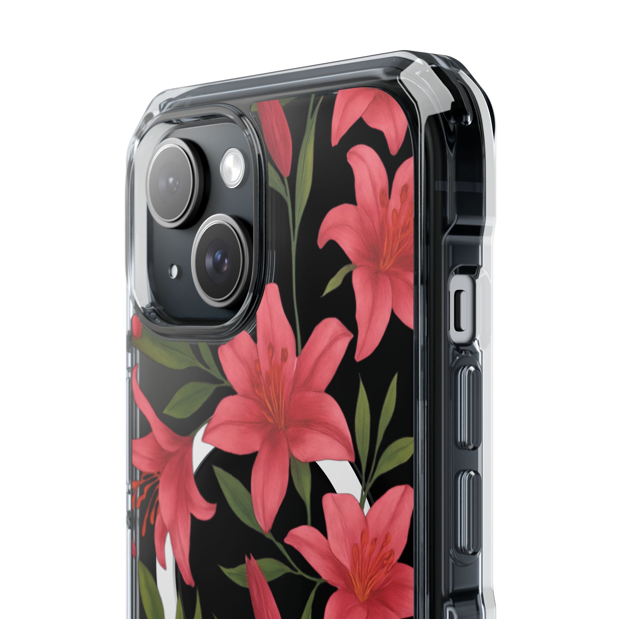 Floral Clear Impact Phone Case, Stylish Magnetic Phone Cover, Durable iPhone Case, Personalized Gift for Her, Vibrant Flower Design
