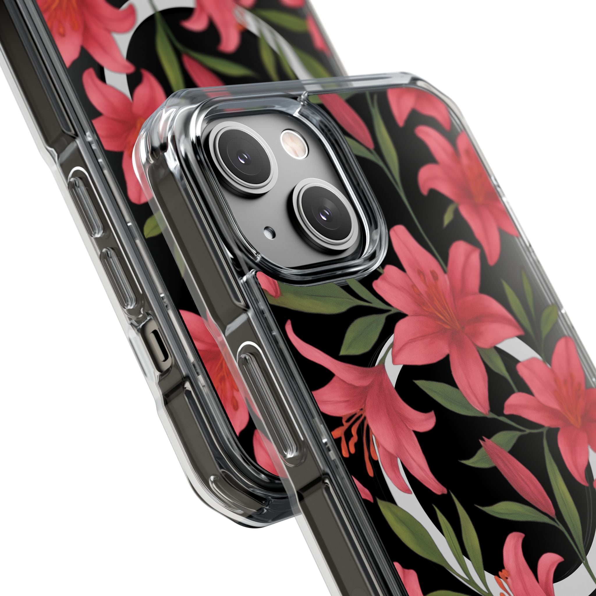 Floral Clear Impact Phone Case, Stylish Magnetic Phone Cover, Durable iPhone Case, Personalized Gift for Her, Vibrant Flower Design