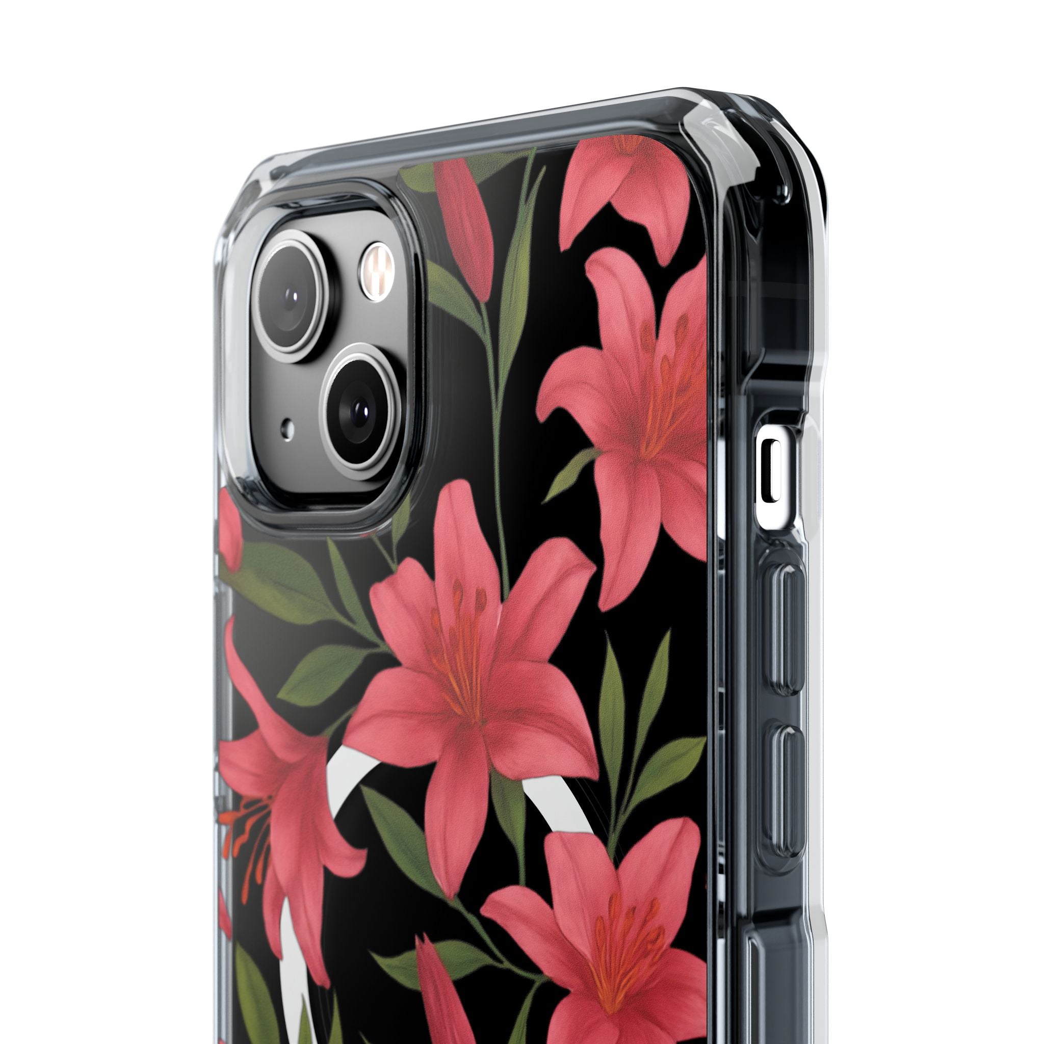 Floral Clear Impact Phone Case, Stylish Magnetic Phone Cover, Durable iPhone Case, Personalized Gift for Her, Vibrant Flower Design