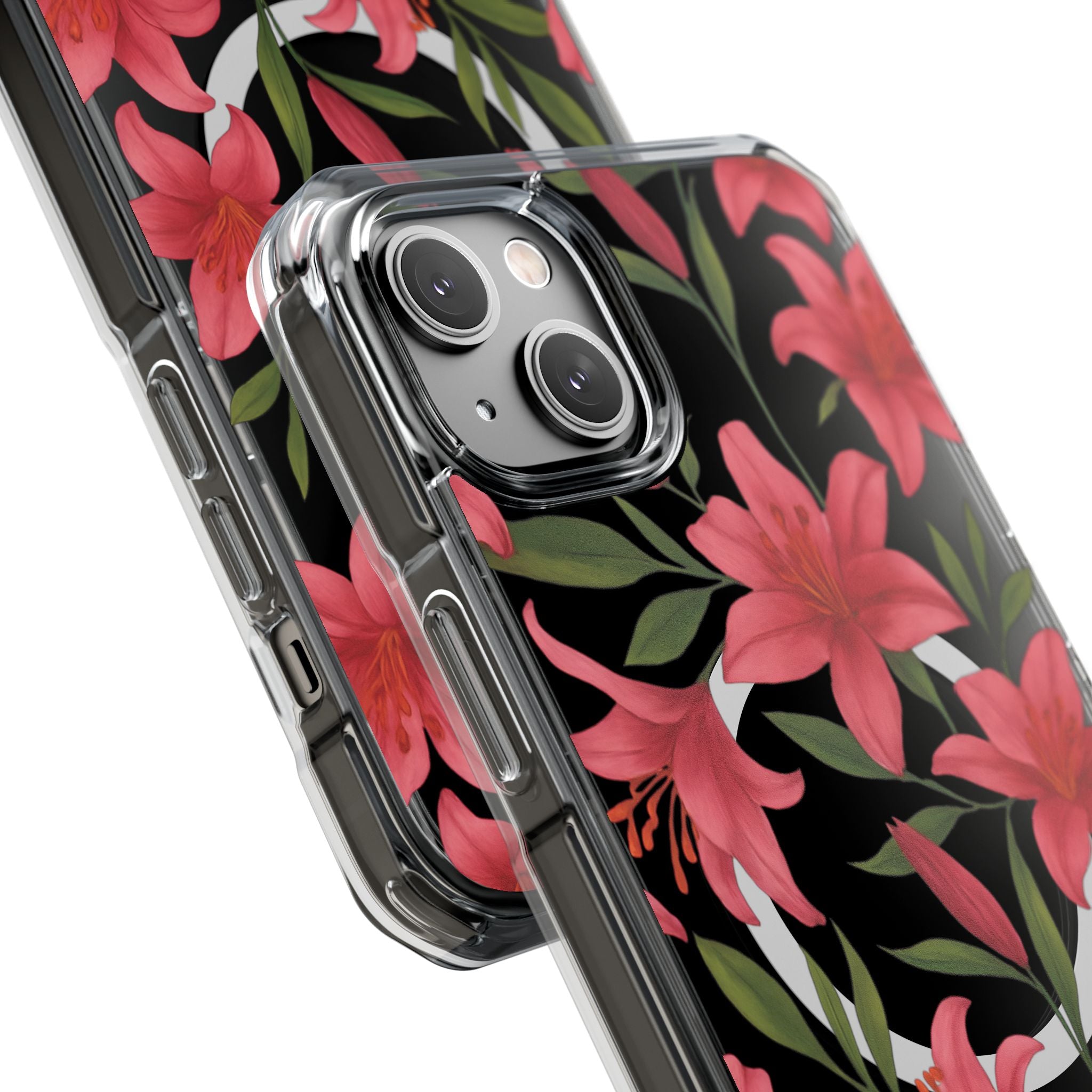 Floral Clear Impact Phone Case, Stylish Magnetic Phone Cover, Durable iPhone Case, Personalized Gift for Her, Vibrant Flower Design