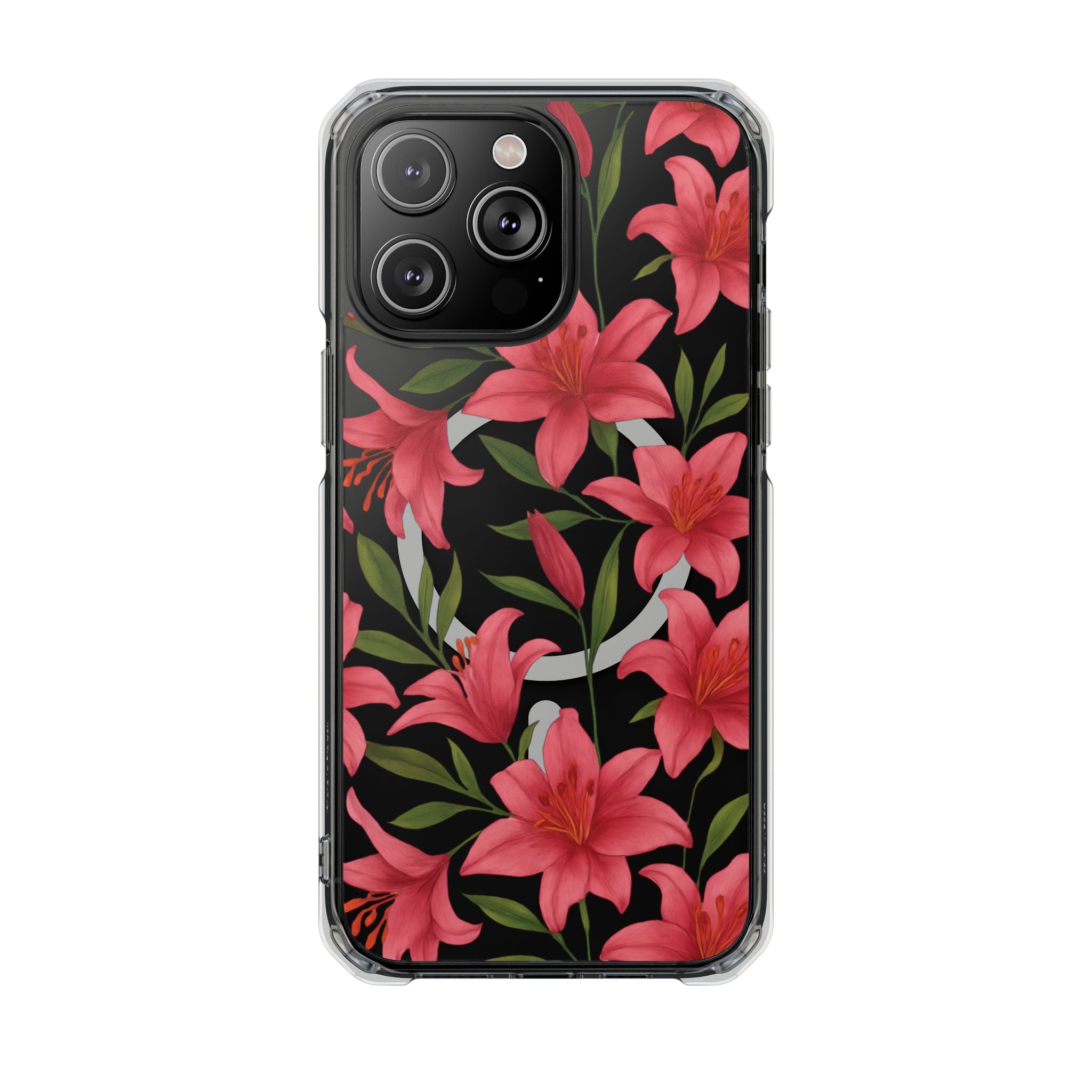 Floral Clear Impact Phone Case, Stylish Magnetic Phone Cover, Durable iPhone Case, Personalized Gift for Her, Vibrant Flower Design