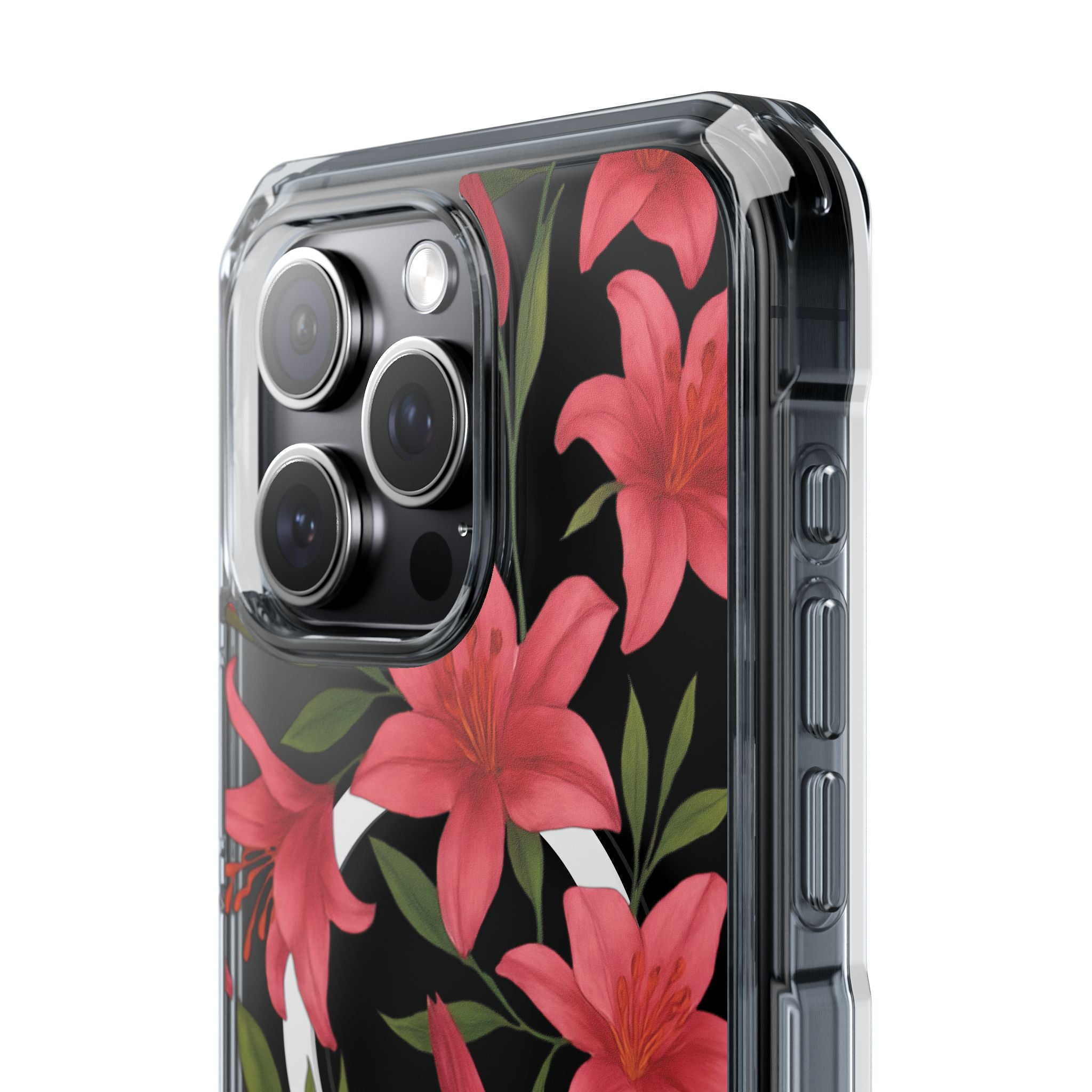 Floral Clear Impact Phone Case, Stylish Magnetic Phone Cover, Durable iPhone Case, Personalized Gift for Her, Vibrant Flower Design