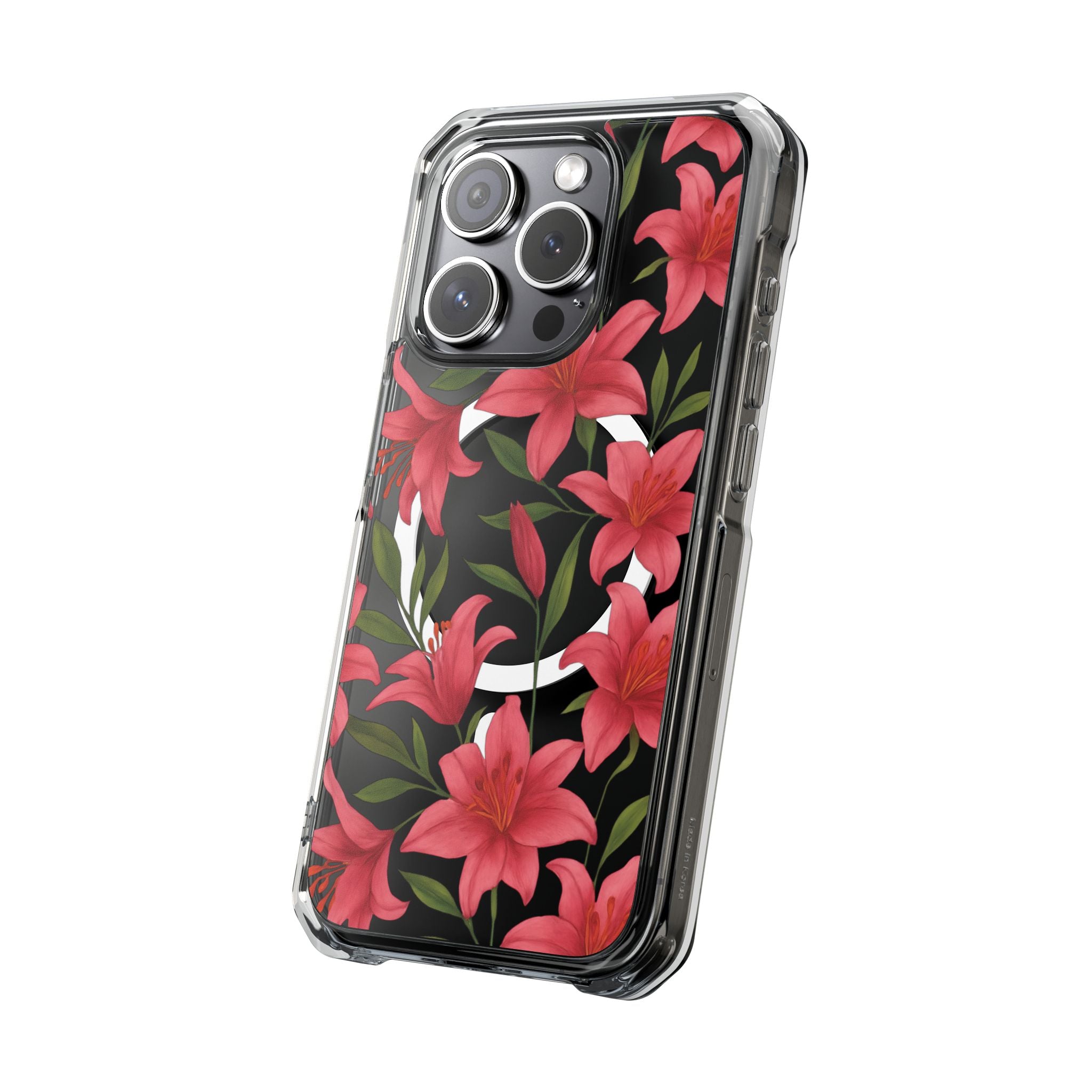 Floral Clear Impact Phone Case, Stylish Magnetic Phone Cover, Durable iPhone Case, Personalized Gift for Her, Vibrant Flower Design