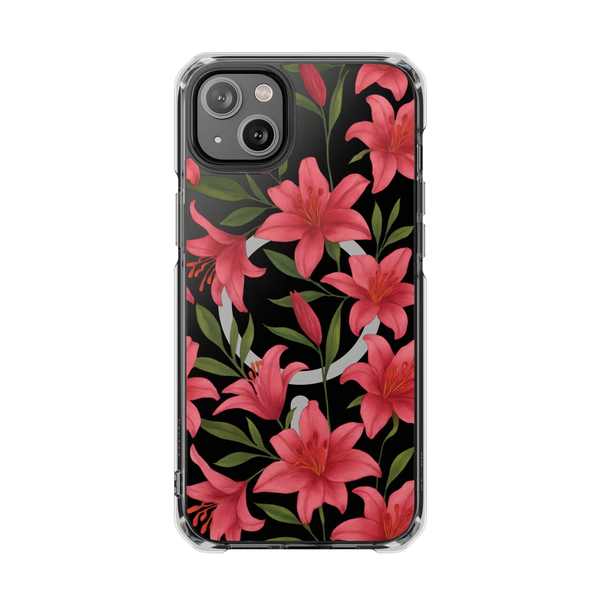 Floral Clear Impact Phone Case, Stylish Magnetic Phone Cover, Durable iPhone Case, Personalized Gift for Her, Vibrant Flower Design