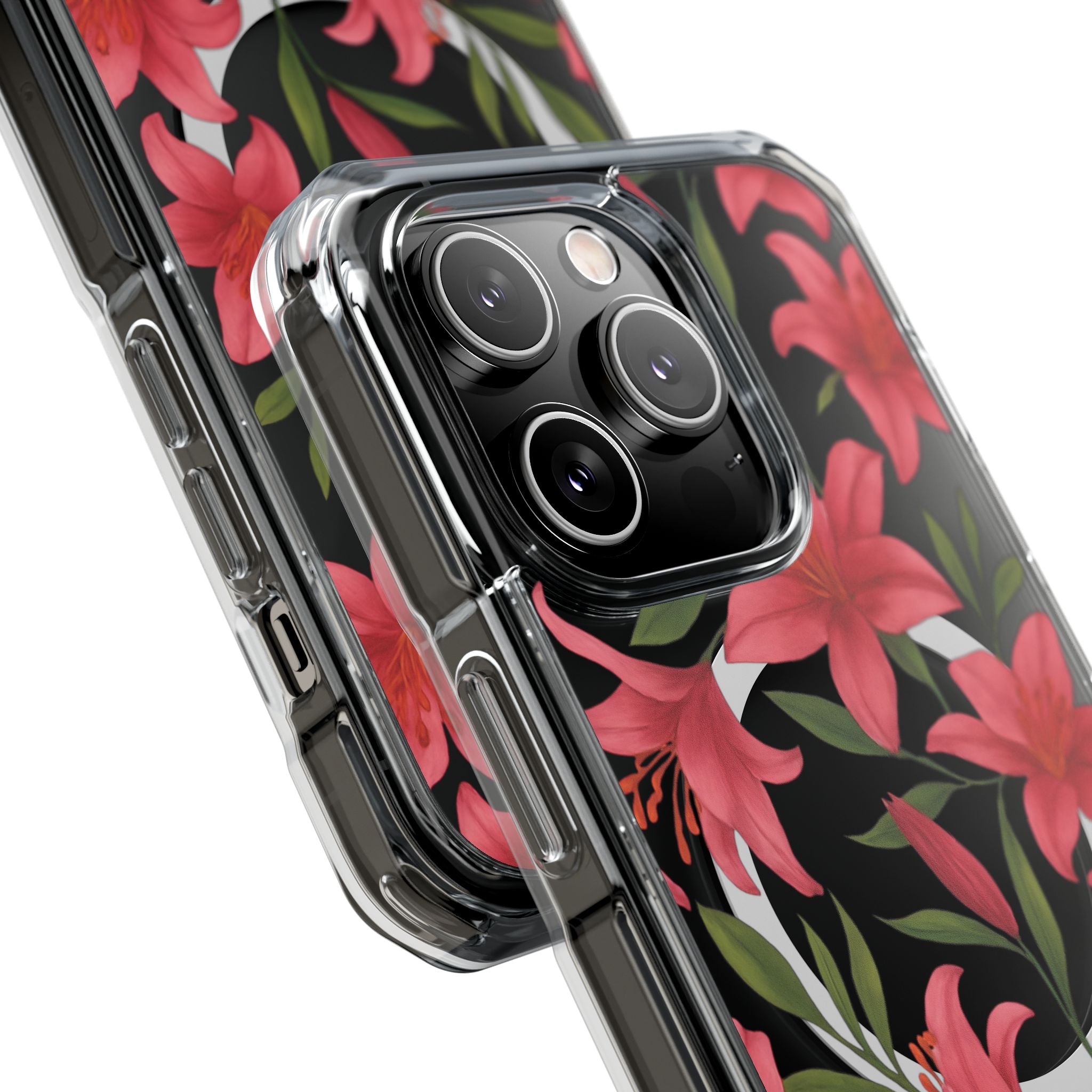 Floral Clear Impact Phone Case, Stylish Magnetic Phone Cover, Durable iPhone Case, Personalized Gift for Her, Vibrant Flower Design
