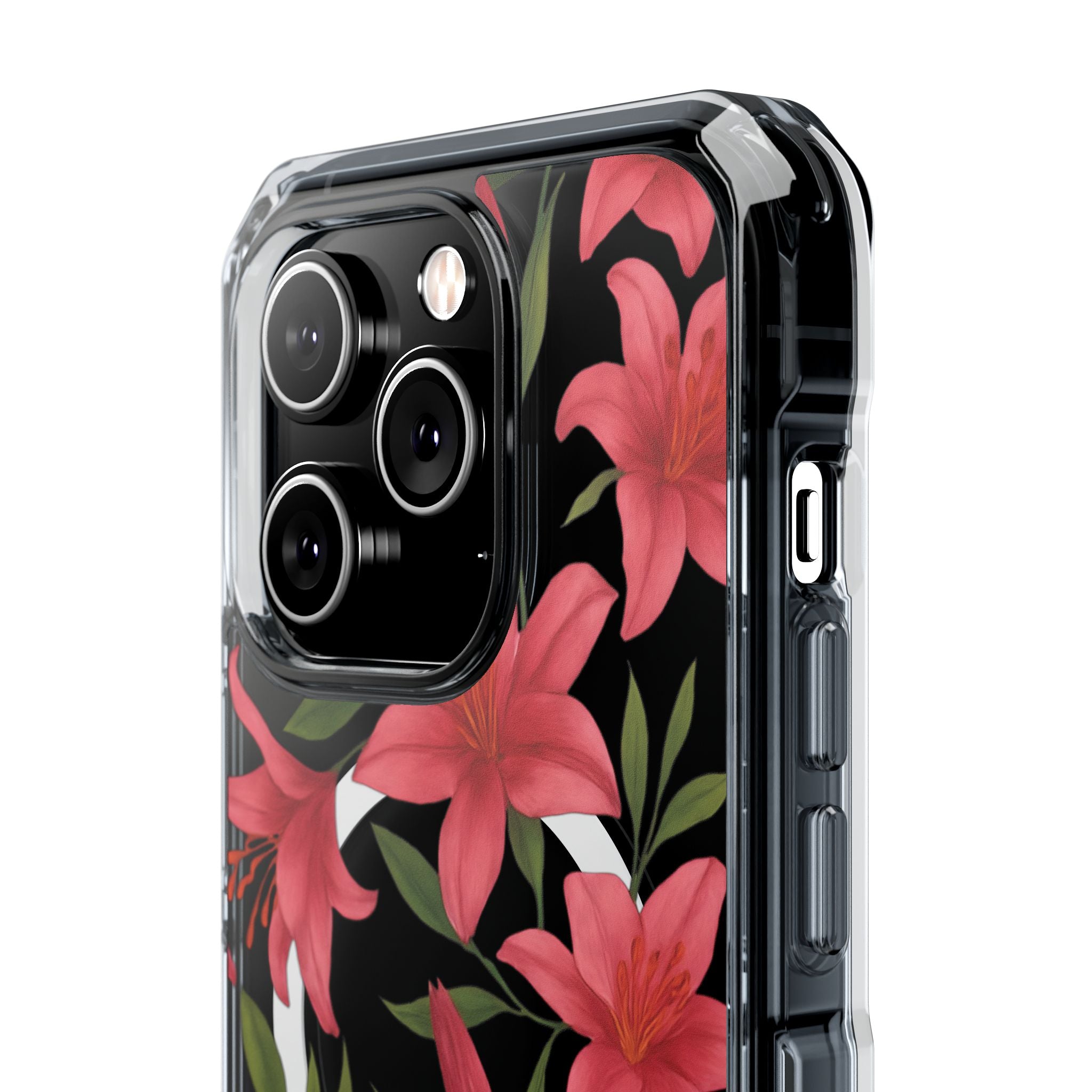 Floral Clear Impact Phone Case, Stylish Magnetic Phone Cover, Durable iPhone Case, Personalized Gift for Her, Vibrant Flower Design