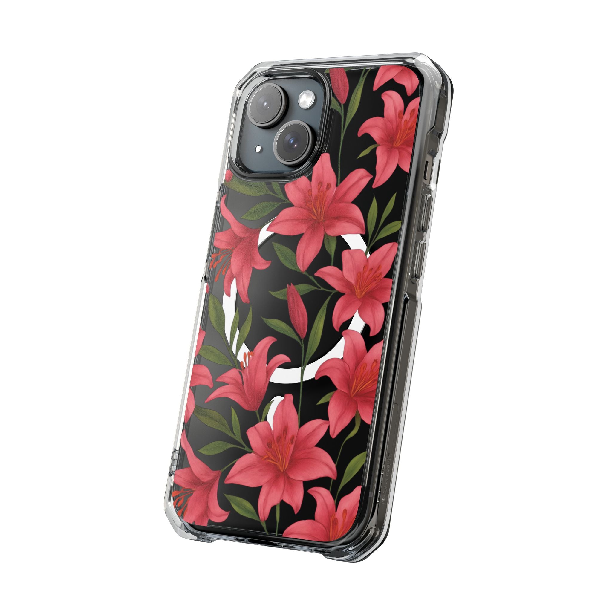 Floral Clear Impact Phone Case, Stylish Magnetic Phone Cover, Durable iPhone Case, Personalized Gift for Her, Vibrant Flower Design