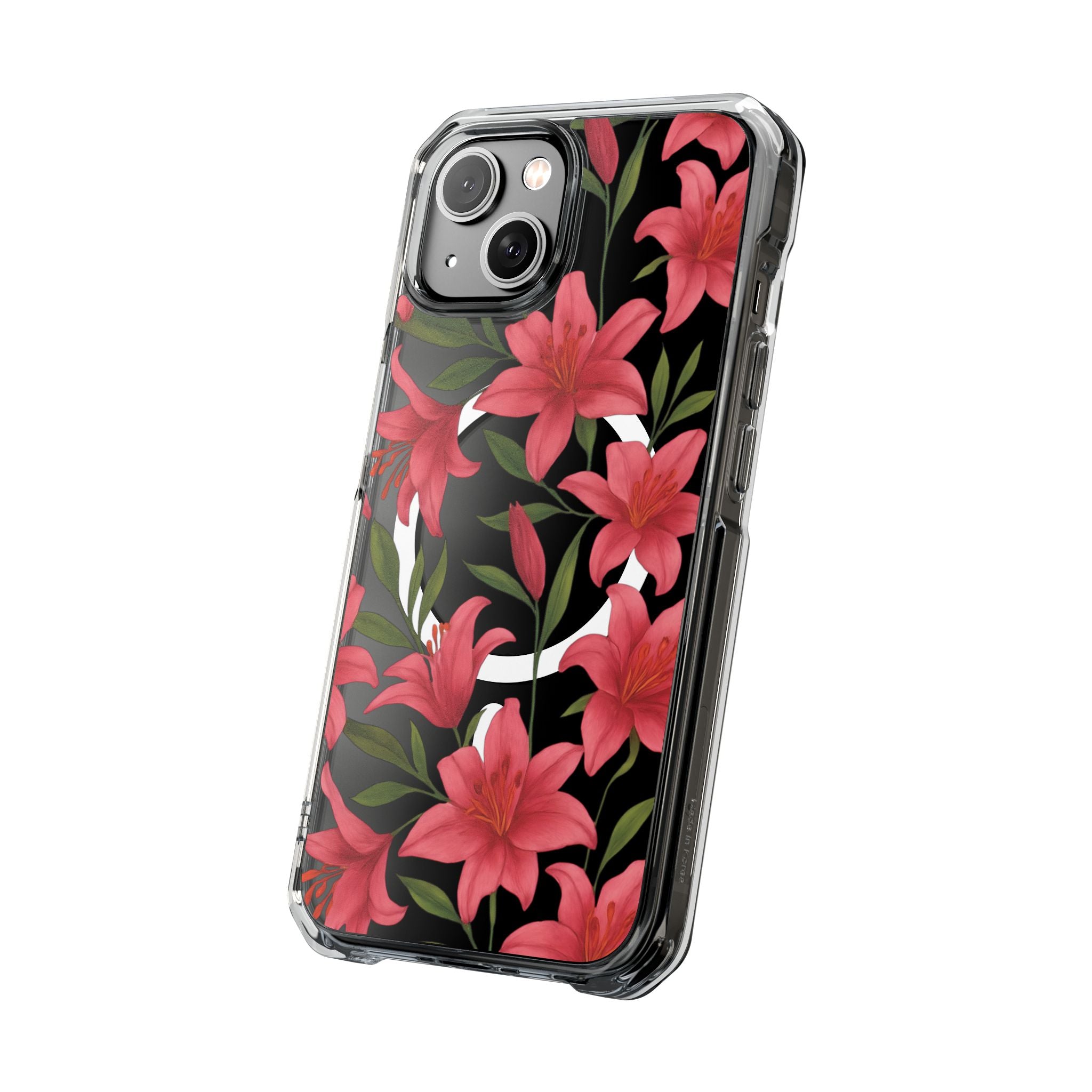 Floral Clear Impact Phone Case, Stylish Magnetic Phone Cover, Durable iPhone Case, Personalized Gift for Her, Vibrant Flower Design