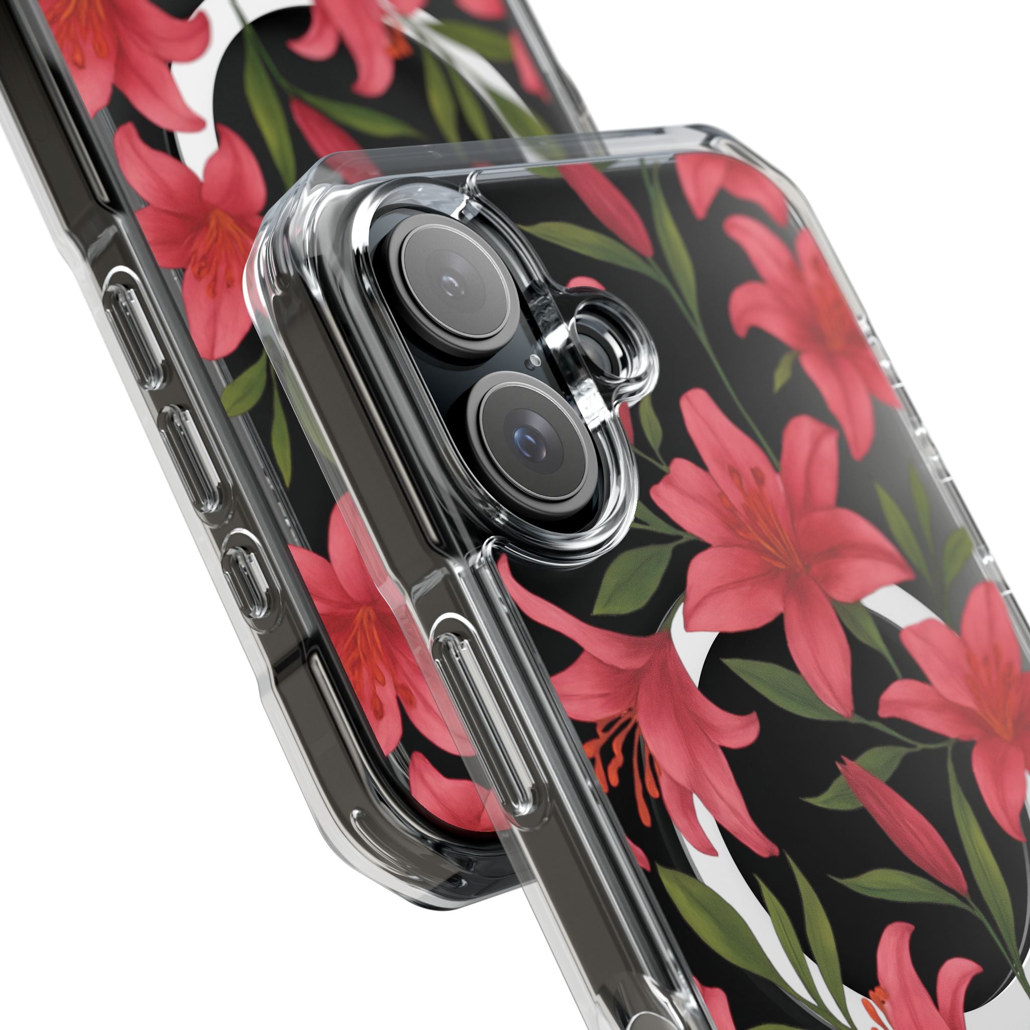 Floral Clear Impact Phone Case, Stylish Magnetic Phone Cover, Durable iPhone Case, Personalized Gift for Her, Vibrant Flower Design