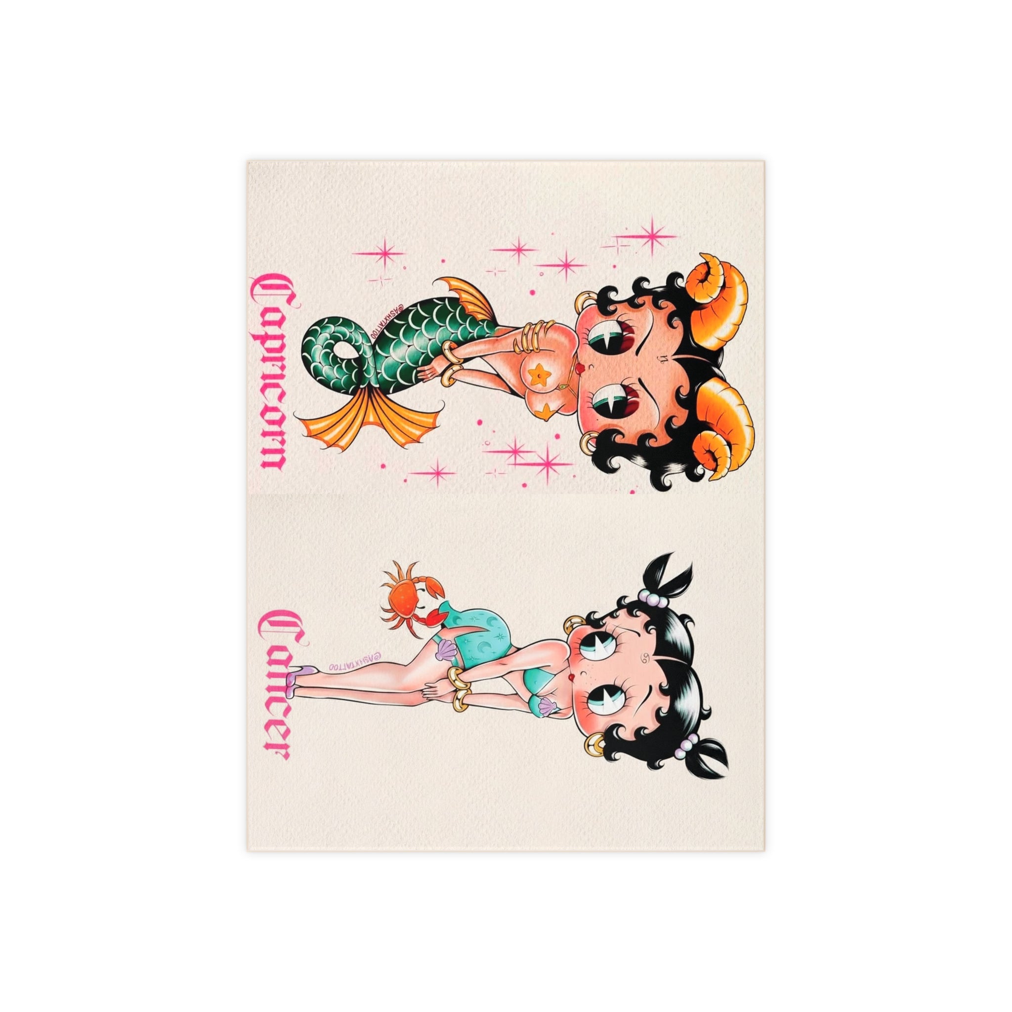 Betty Boop Zodiac Ceramic Photo Tile — Capricorn & Cancer Retro Pinup Art