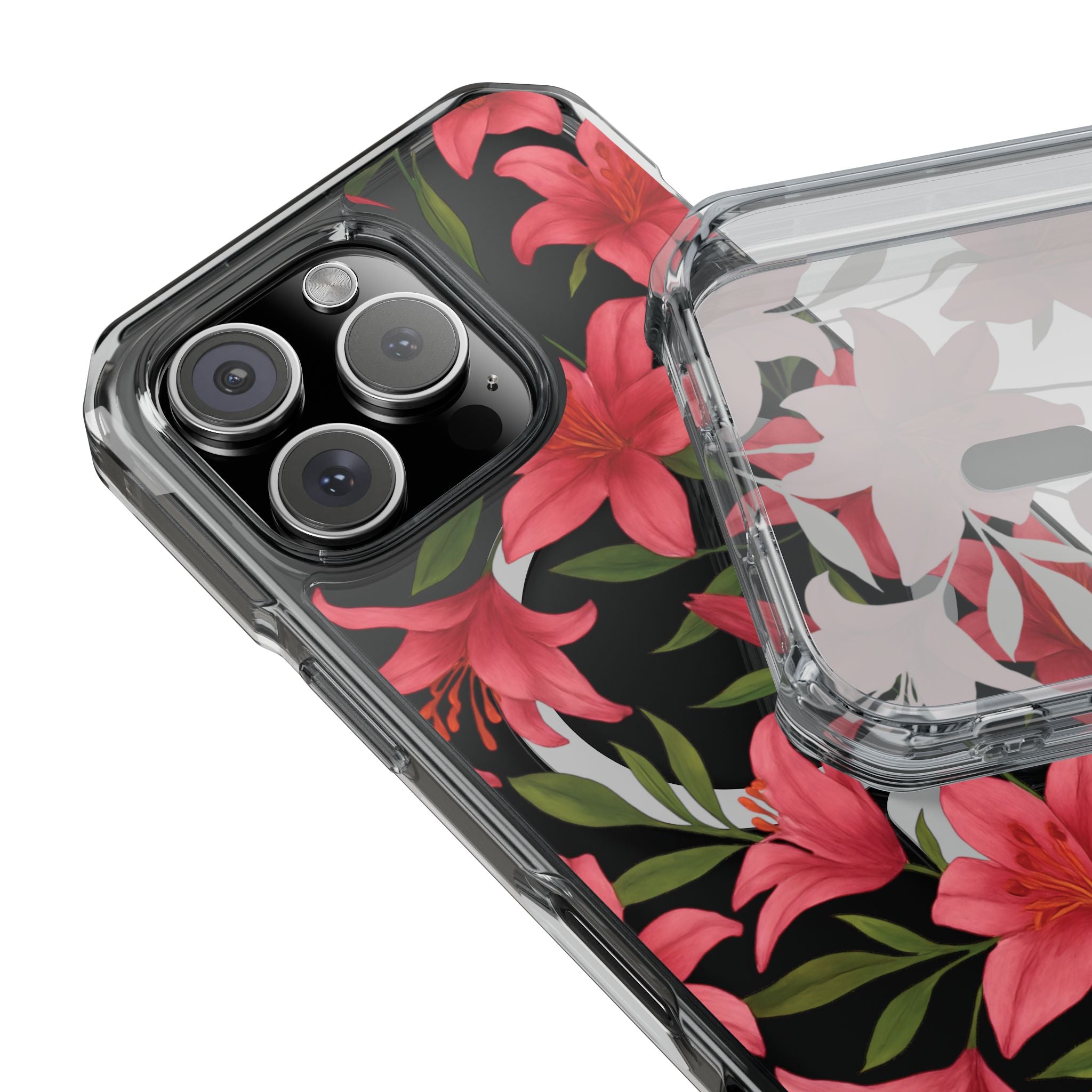 Floral Clear Impact Phone Case, Stylish Magnetic Phone Cover, Durable iPhone Case, Personalized Gift for Her, Vibrant Flower Design