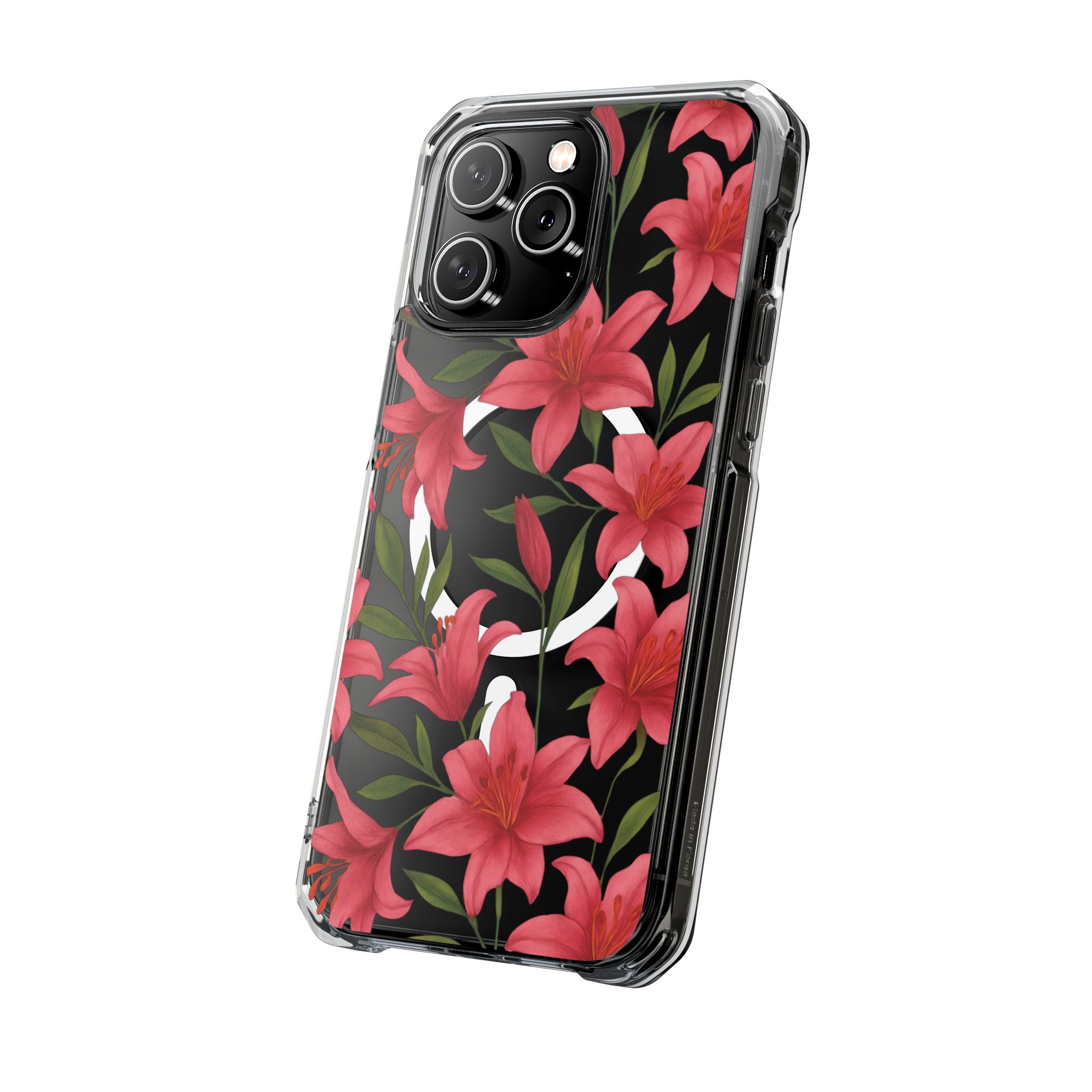 Floral Clear Impact Phone Case, Stylish Magnetic Phone Cover, Durable iPhone Case, Personalized Gift for Her, Vibrant Flower Design